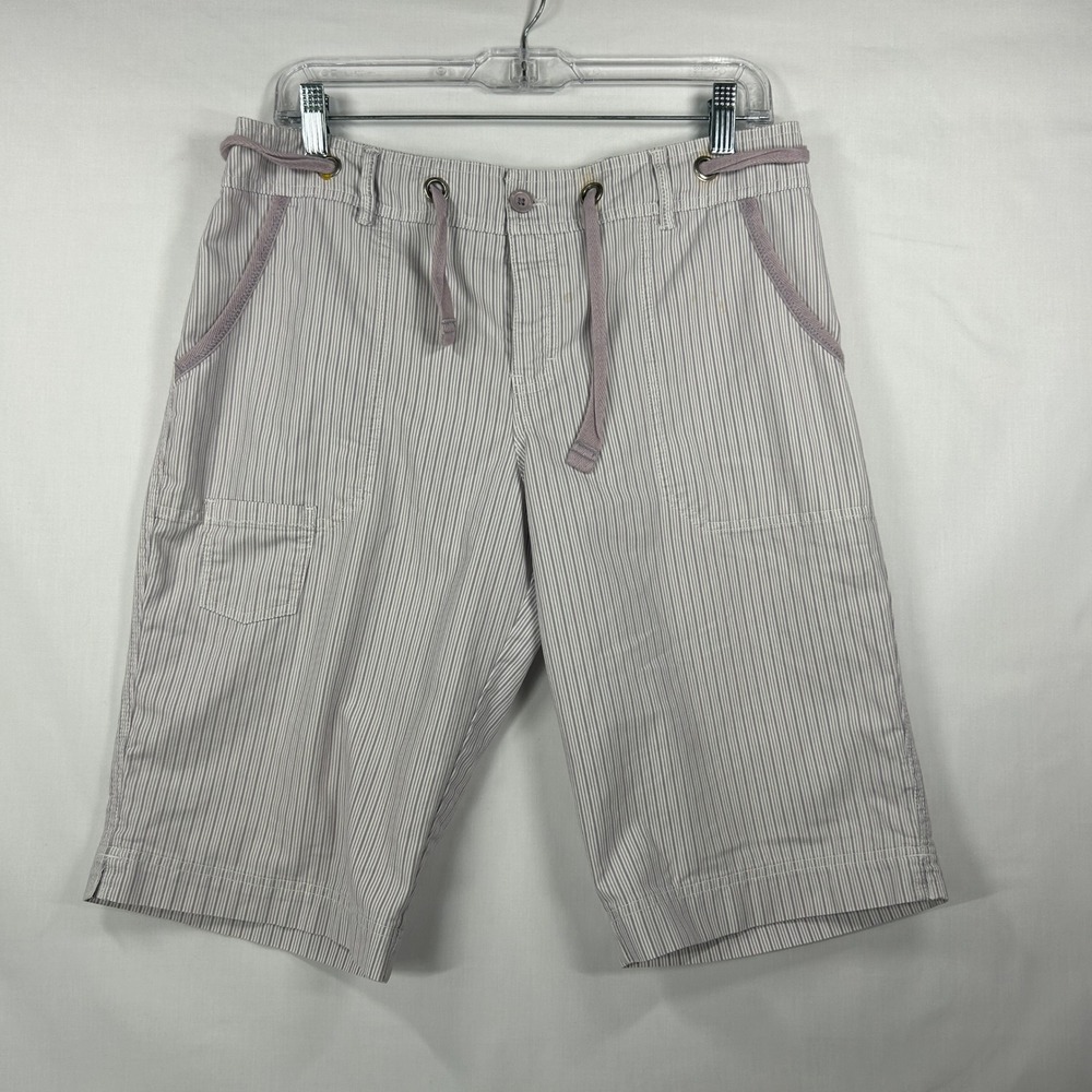 Weatherproof Striped Cargo Shorts Size 8 Purple White Utility Bermuda
